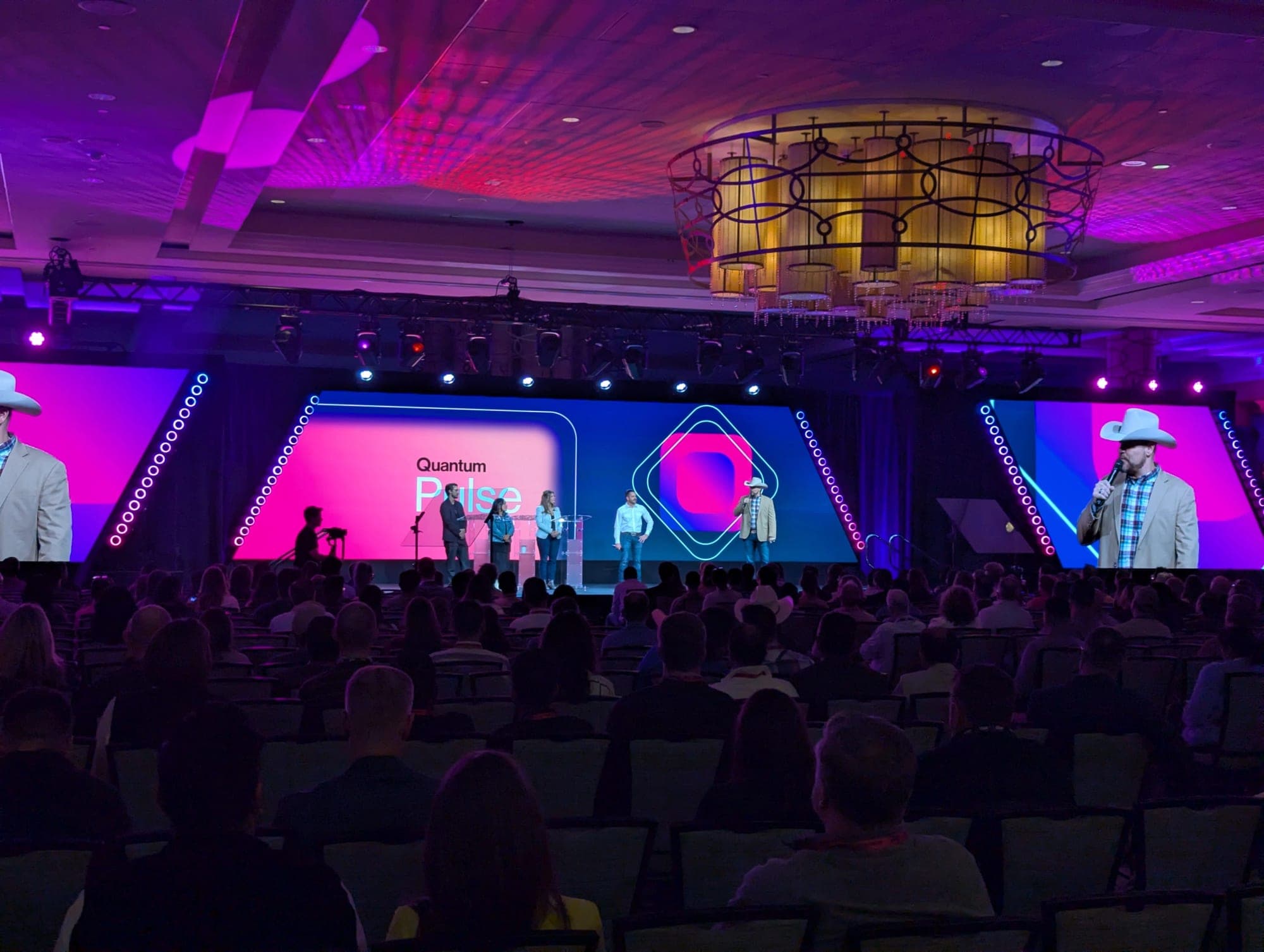 Wide view of the LEAP main stage and audience in the Fort Worth ballroom